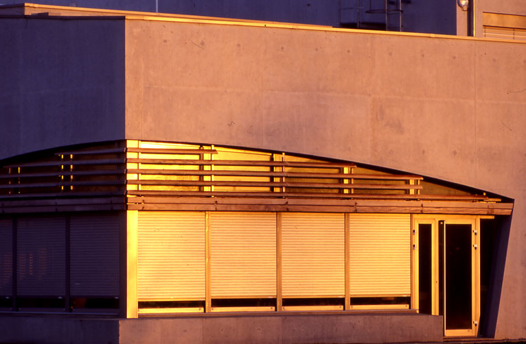 Windows in a precast concrete wall