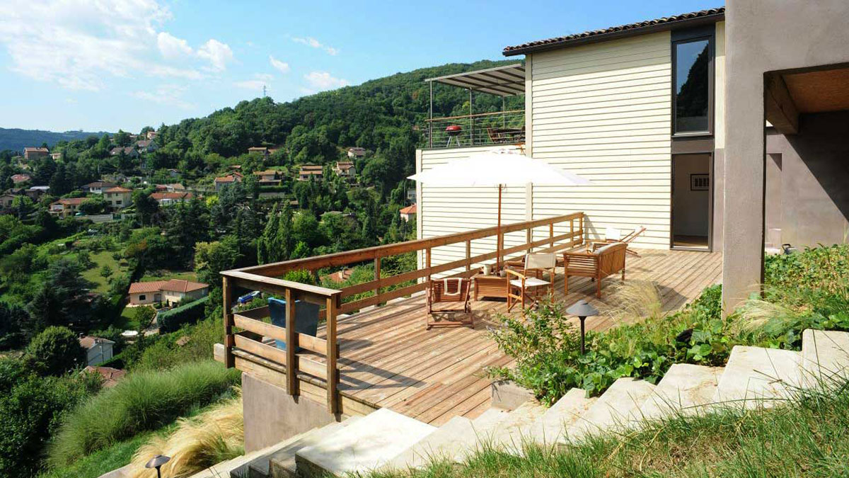 House on a sloping land with a view